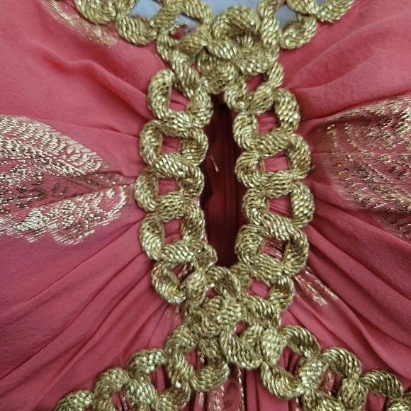 Milly Women's Babydoll Dress Size 2 Pink Paisley Sleeveless V-Neck Pullover - Picture 4 of 10